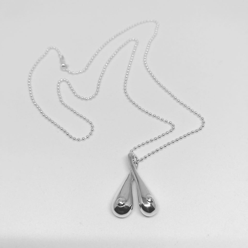 Silver Boobs on a 70 cm long silver ball-chain
